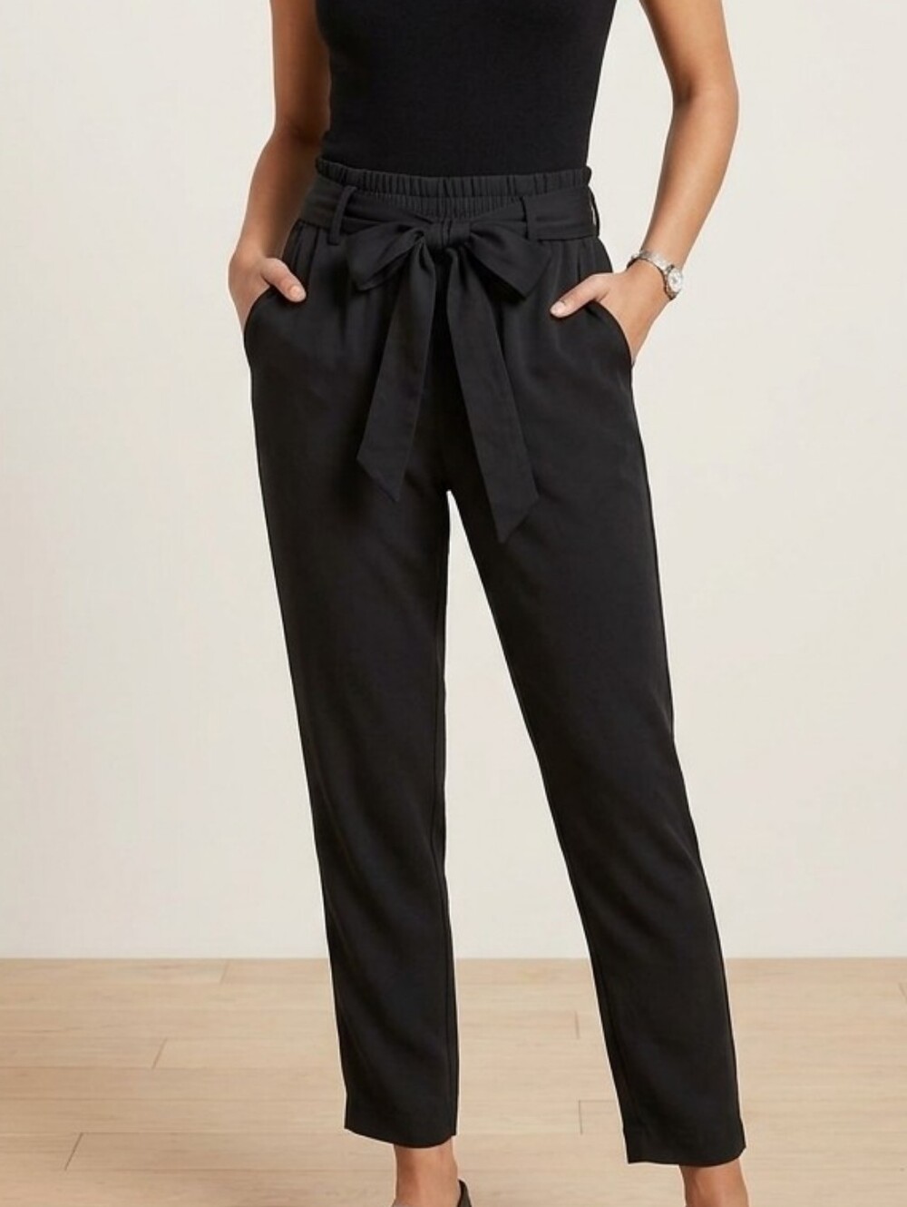 Dynamite Black Tie-Waist Pants